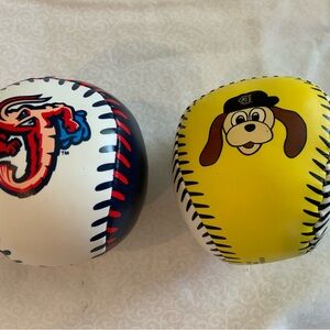 Lot Of 2 Minor League Baseball Synthetic Leather Baseballs Rawlings MiLB Mascot